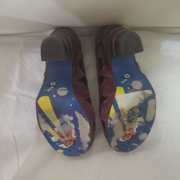 Irregular Choice Chunky Platform Heels brown suede and brown Lamé 
S6 
Preowned - Picture 4 of 7